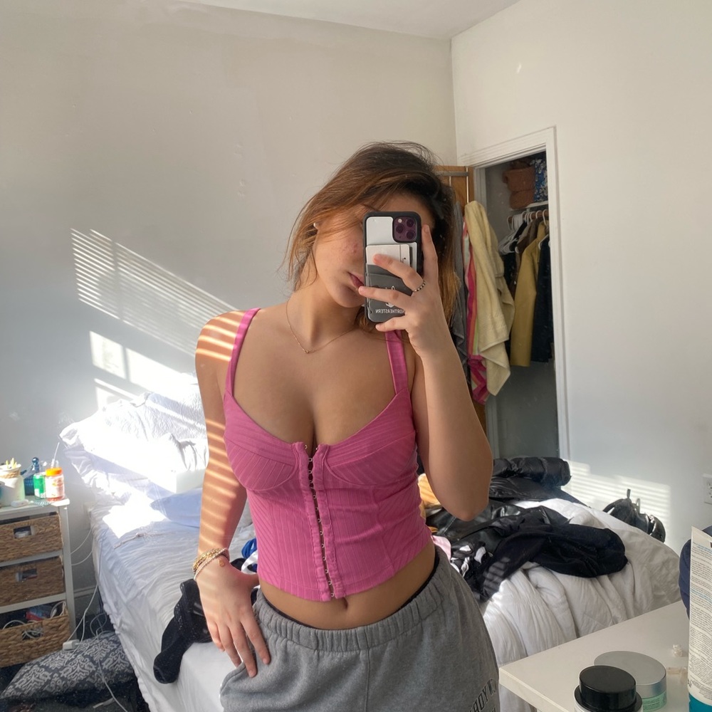 Free People Serenity Corset Cami in Pitaya Pink